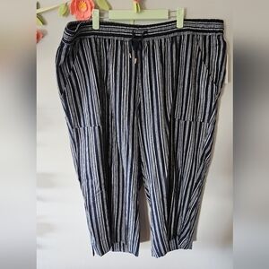 NWT Land n Sea Linen Blend Cropped Pants Plus Size 3X